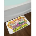thumbnail image 2 of Mardi Gras Bath Mat, Carnival Girl in Harlequin Costume and Hat Cartoon Fat Tuesday Theme, Non-Slip Plush Mat Bathroom Kitchen Laundry Room Decor, 29.5 X 17.5 Inches, Yellow Purple Green, Ambesonne, 2 of 2
