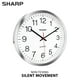 thumbnail image 2 of Reloj de pared Sharp plateado/cromado de 25 cm, silencioso, no hace tictac, 2 of 7