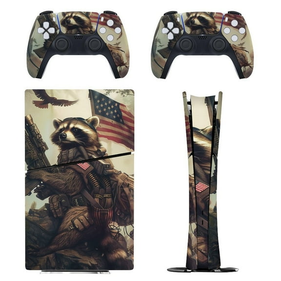 Skin Sticker for PS5 Slim Standard Disc Digital Edition Console and Controllers Decals for Playstation 5 (Racoon,PS5 Digital Edition)