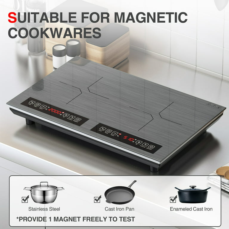 QTYANCY Portable Induction Cooktop, 110V Electric Cooktop Countertop Burner with LED Touch Screen, Overheat Protection Function