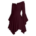 thumbnail image 6 of Womens Halloween Pirate Dresses Off Shoulder Bell Sleeve Mini Dress Irregular Hem Renaissance Costume Spooky Festival Party Wear Outfits, 6 of 6