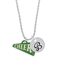 thumbnail image 1 of Delight Jewelry Acrylic 1.25" Green Cheer Megaphone Silvertone Script Initial Disc - B - Charm Necklace, 20"+3", 1 of 4