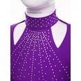 thumbnail image 5 of YONGHS Kids Girls 2 Piece Ballet Dance Gymnastics Sports Tracksuit Sequins Crop Top with Shorts Set Purple 8, 5 of 7