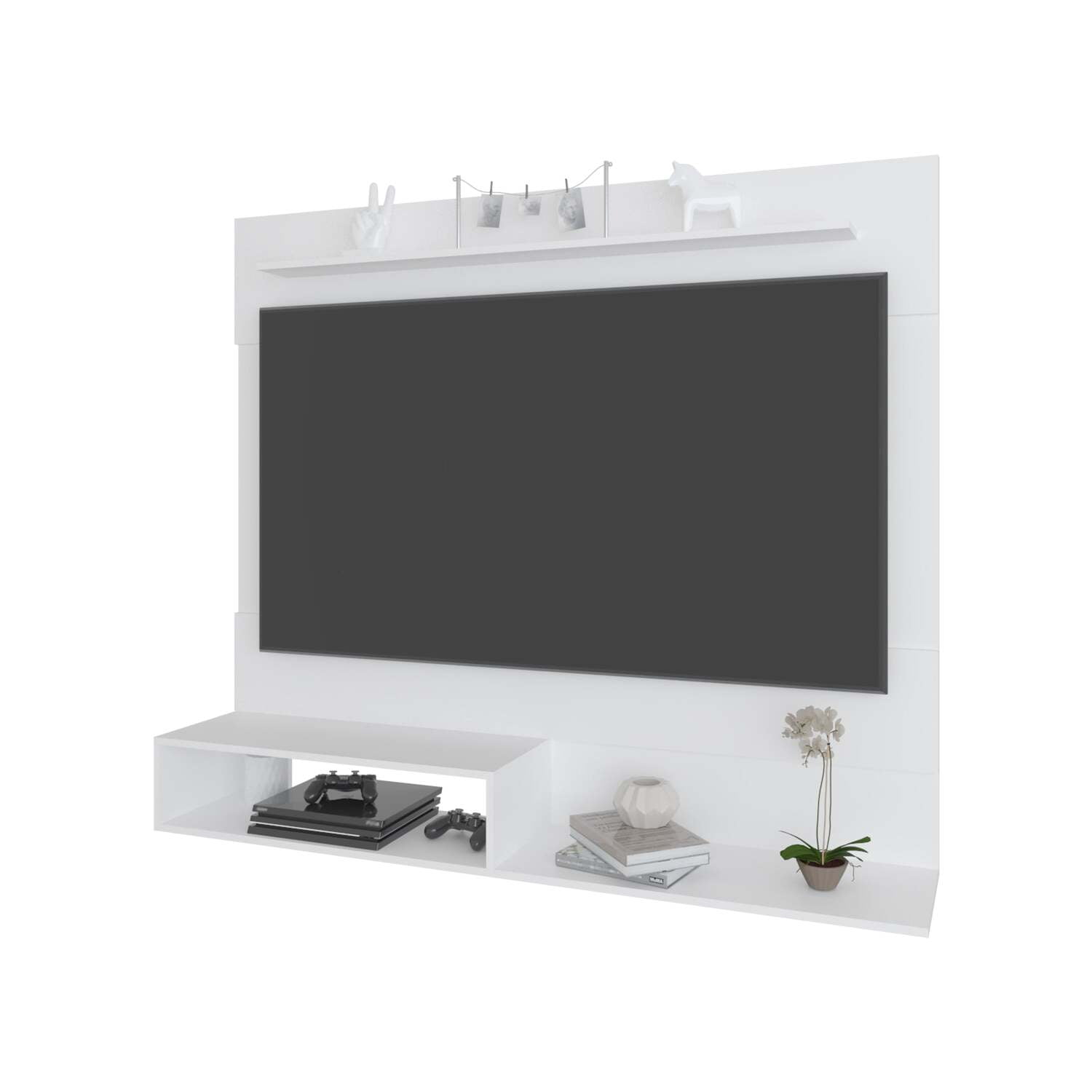 FM FURNITURE Irmo Wall-Mounted Entertainment Center Engineered Wood White