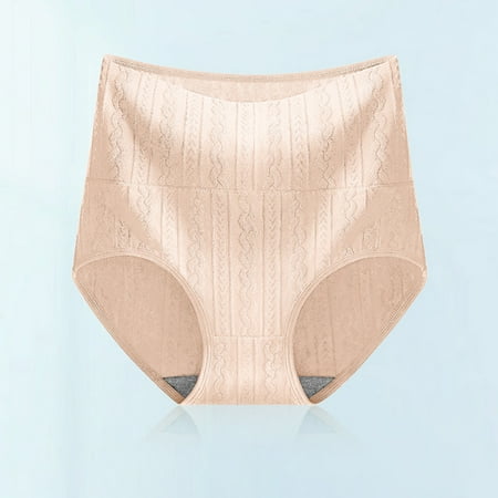 

NILLLY High Waist Women Basic Solid Color Briefs Light Panties Ladies Panties Beige / L