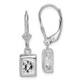 thumbnail image 1 of 925 Sterling Silver 7x5 Cubic Zirconia Cz Leverback Earrings Drop Dangle, 1 of 6