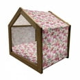 thumbnail image 2 of Watercolor Flower Pet House, Victorian Floral Pattern Painting Style Print with Peonies Roses, Outdoor & Indoor Portable Dog Kennel with Pillow and Cover, 5 Sizes, White Pink Blush, by Ambesonne, 2 of 5