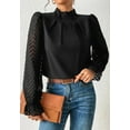 thumbnail image 1 of Blusas de mujer, elegantes mangas raglán de malla, blusa camisera, camisa de manga larga, 1 of 6