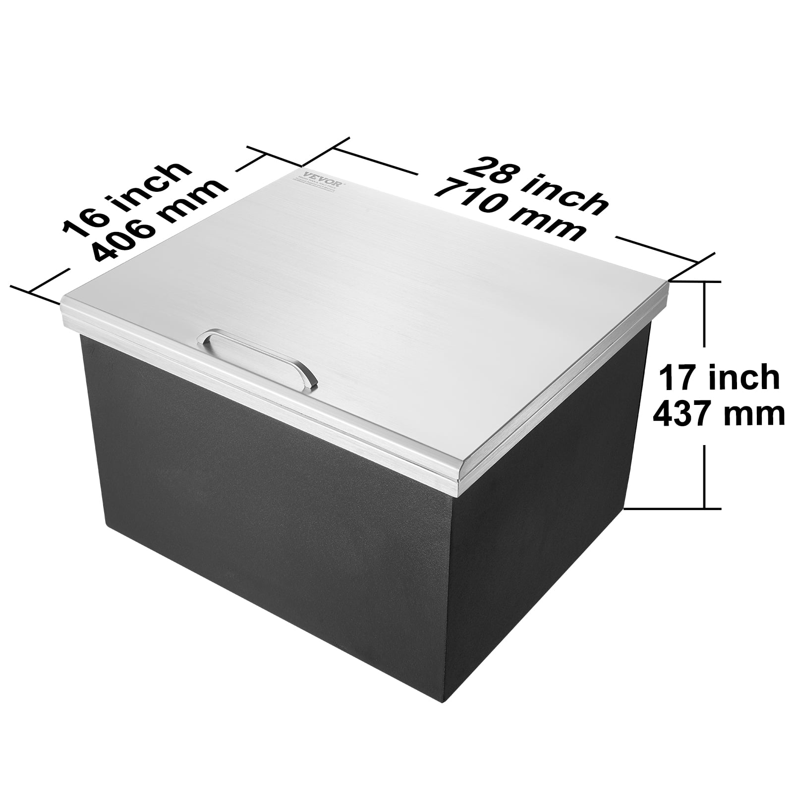 KFFKFF Drop in Ice Chest Ice Cooler Ice Bin 28"x16"x17" Stainless Steel w/Cover
