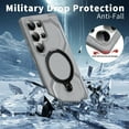 thumbnail image 4 of Magnetic Invisible 360° Rotatable Ring Kickstand for Samsung Galaxy S24 Ultra Phone Case,Compatible with MagSafe,Military-Grade Protection Shockproof Rugged Heavy Duty Phone Case Cover,Gray, 4 of 6