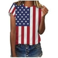 thumbnail image 1 of Lilgiuy Women Graphic T-shirt Independence Day Printed Tops Round Neck Short Sleeve Pullover Blouse, 1 of 4