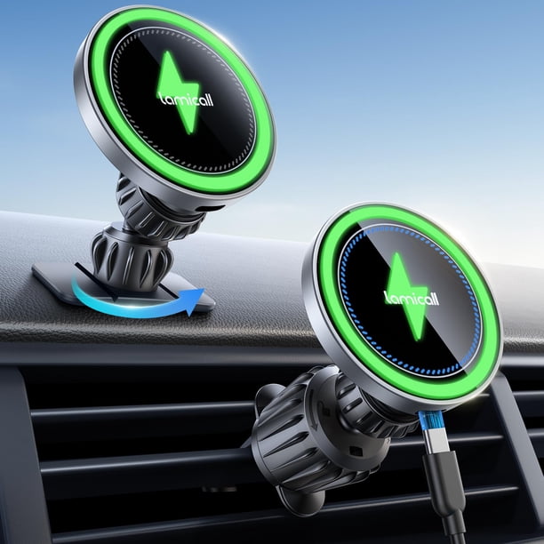 Cargador inalámbrico de coche Lamicall 15W para iPhone 16 Pro Max