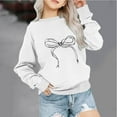 thumbnail image 2 of Maean Girls Sweatshirts Bow Graphic Long Sleeve Crewneck Lightweight Loose Sweatshirts Tops, 2 of 4