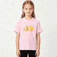 thumbnail image 2 of Four Cute Yellow Ducks Girls Graphic Tee, Retro Polka Dot Birds 100% Cotton Kids Short Sleeve T-Shirt, 2 of 5