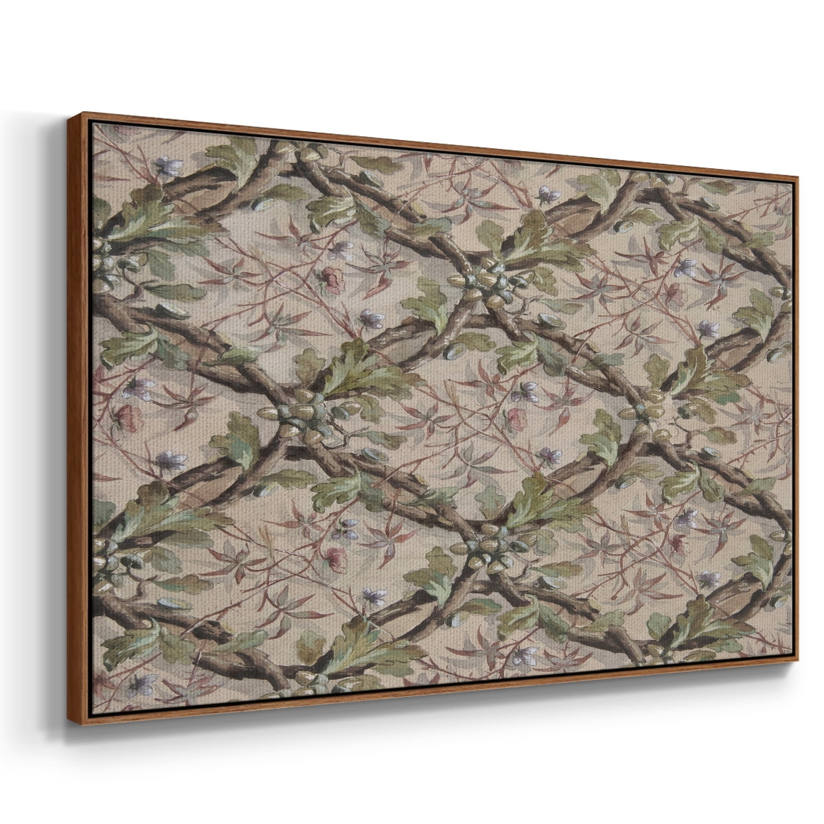 Vintage Abstract Print-IV Framed in Walnut Wood Gallery Wrapped Canvas 25 in. x 37 in.