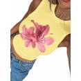 thumbnail image 2 of Women Y2K Floral Tank Top Slim Fit Sleeveless Flower Print Crop Top Crew Neck Going Out Vest Yellow L, 2 of 7