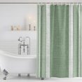 thumbnail image 6 of 54x78 Inch Shower Curtain Decorative Vintage Green Striped Bathtub Bath Curtains Fabric Waterproof Bathroom Decor, Farmhouse Modern Stripes Boho Texture Small Stall Shower Curtain Set with 12 Hooks, 6 of 7