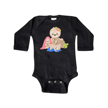 

Inktastic Sloth Mom with 3 Baby Sloths Gift Baby Boy or Baby Girl Long Sleeve Bodysuit