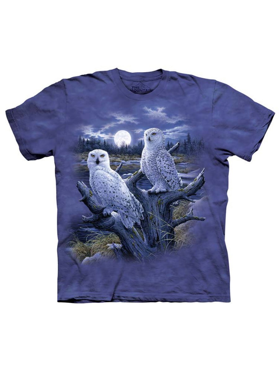 The Mountain - Purple 100% Cotton Snowy Owls Graphic Novelty T-Shirt ...