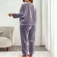 thumbnail image 4 of Guluxicc Womens Plus Size Outfit Sets 2 Piece Matching Loungewear Long Sleeve Top and Pant Plush Outfits Set, Purple, 4 of 4