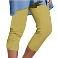 thumbnail image 2 of HOMBOM Capri Leggings for Women Cotton Yellow Beach Pants Athleisure Slim Straight Capris M, 2 of 5