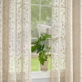 thumbnail image 3 of Flowpartex 2 Panels Beige Lace Sheer Curtains Spring Leaf Buds Embroidered Rod Pocket Voile Window Drapes for Living Room, 52" W x 95" L, 3 of 6