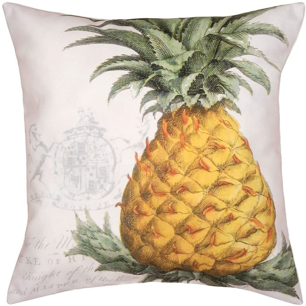 C&F Home Colonial Williamsburg Crest Pineapple Coastal Tropical Chateau Traditional Yellow Off White Handcrafted Printed Indoor/Outdoor Pillow 18 x 18 Yellow 