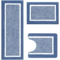 thumbnail image 6 of Findosom Geometric Blue Microfiber Bath Rugs, Water Absorbent, 3 Count, 6 of 10