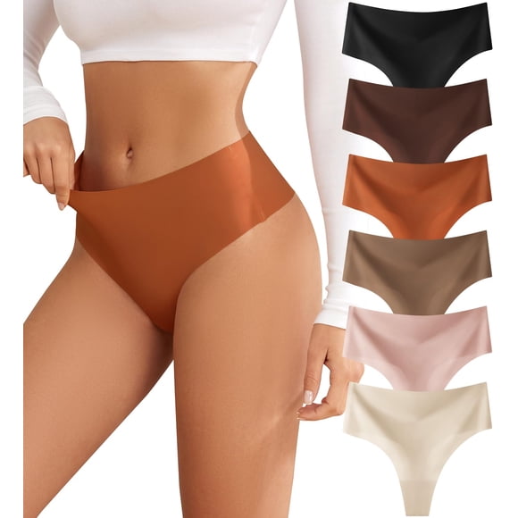Tangas Oshkang, ropa interior sin costuras de cintura alta para mujer, paquete de 6