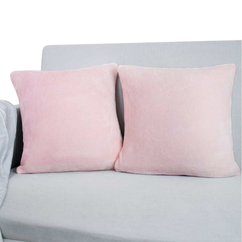 PAVILIA Decorative Throw Pillow Covers, Set of 2, 18x18, Solid Blush Pink Square Pillow Case