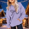 thumbnail image 4 of Cowsor Cute Hoodie for Teen Girls Trendy Bow Print Preppy Hooded Sweatshirts Kids Pullover Long Sleeve School Outfits, 4 of 7