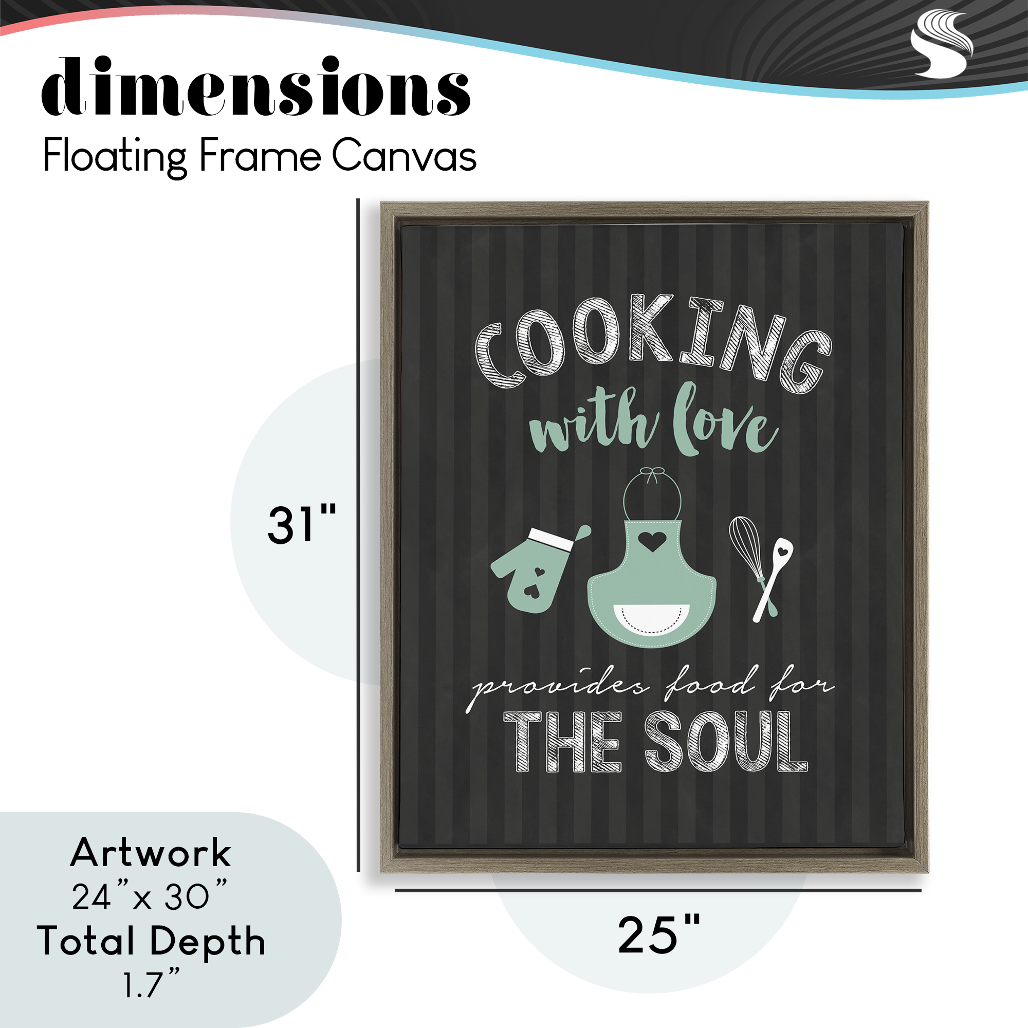 Food For Soul Black & Green Brown Framed Floater Canvas Wall Art, design by Lettered and Lined