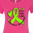 thumbnail image 4 of Inktastic Love, Care, Cure Lymphoma Awareness Lime Green Ribbon Hearts Women's T-Shirt, 4 of 5