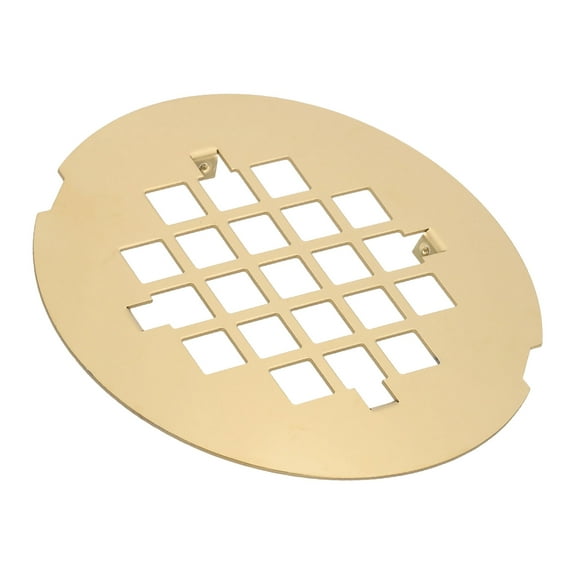 Shower Drain Cover 4-1/4" OD, 1 Pcs 304 Stainless Steel Round Snap-in Shower Drain Strainer Grid Replacement Cover for Bathroom Floor Lawns Landscaped Walkways Patios, Gold
