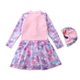 thumbnail image 3 of shoper Girls Size 8 Swimsuit Girls Long Sleeve Swimsuit with Skirt Scale Print Design Rash Guard Swimwear Built In and Shorts Multicolour3 3-4 Years, 3 of 4