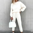thumbnail image 2 of ATOYSOY Women's Two Piece Outfits Activewear Trendy Round Neck Lounge Sets Fall Loose Tops Drawstring Capris Pants Tracksuits Long Sleeve Sweatsuits Casual White XXXL, 2 of 4