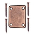 thumbnail image 2 of kusrkot Electric Bass Guitar Neck Plate Neck Joint Plate with Screws Set - Copper Red, 2 of 9
