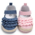 thumbnail image 6 of Douhoow 0-18M Girl Shoes Summer Baby Shoes Soft Sole Crib Prewalker Anti-Slip Ruffled First Walkers, 6 of 7
