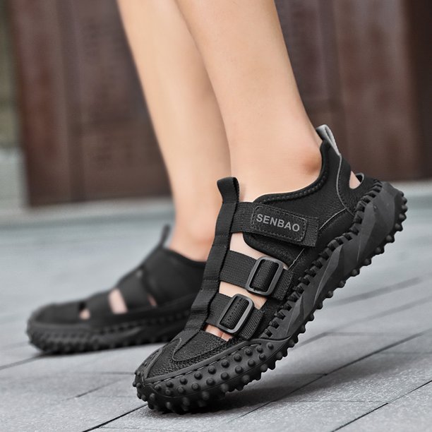 Sandalias de hombre de alta calidad, zapatillas de verano informales a la moda, cómodas, zapatos de conducción, sandalias planas romanas hechas a mano, zapatos para vadear para hombre (27 cm)
