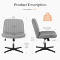 thumbnail image 2 of AENKYO Adjustable Swivel Office Chair - Criss Cross Leg - Padded Armless Desk Chair - Ligth Gray, 2 of 6