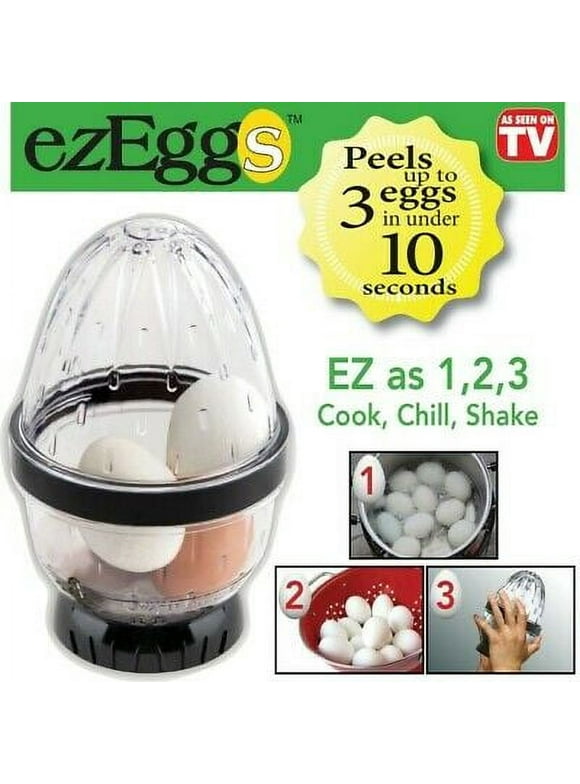 EZ EGGS Hard Boiled Egg Peeler, 3 Egg Capacity  Handheld Specialty Kitchen Tool Peels Egg Shells in Seconds