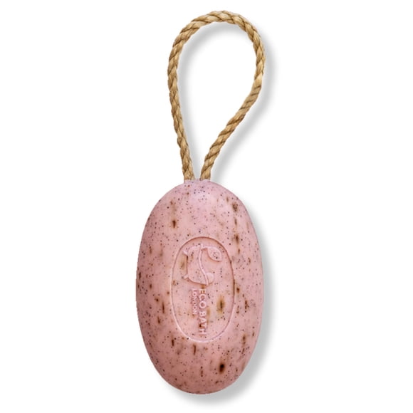 Jabón de rosas Eco Bath London en una cuerda, fabricado en Francia, jabón natural, duradero e hidratante, elaborado tradicionalmente y respetuoso con la piel, 7,76 oz (220 g) (rosa)