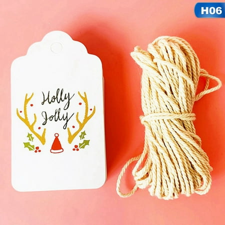 Christmas Sticky Labels KABOER 50Pcs Christmas Paper Tag Price Labels Cards Kraft Paper Hang Tags Gift Party Decor ()