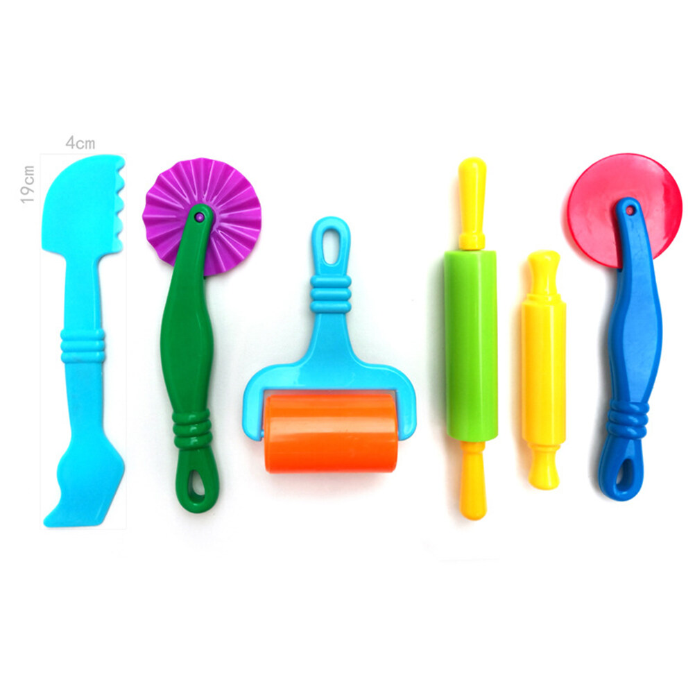 VERR 7pcs Funny DIY Plastic Handheld Roller Art Clay Toy Clay Rolling Pin Dough Tool for Children (Random Color), Size: 22, Other
