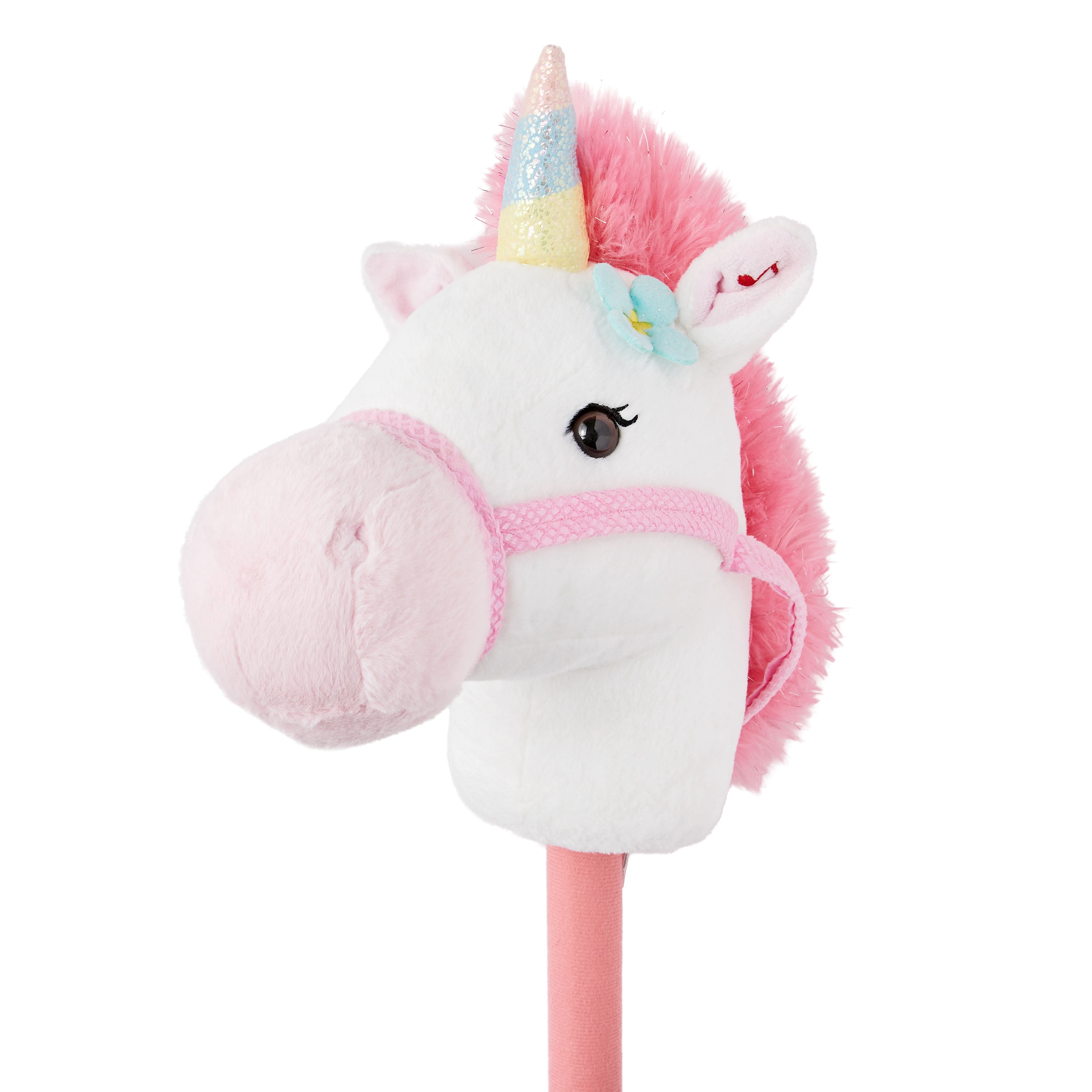 Kid Connection Plush Riding Stick Unicorn, White, 30 in, Ages 3+