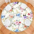 thumbnail image 3 of 44in Round Tablecloth with Elastic Edge, Waterproof Fitted Table Cover for 36-44" Tables, Floral Theme Polyester Reusable Table Cloths Wipe Clean for Picnic, Dining, Outdoor Use and Party Decor, 3 of 7