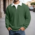 thumbnail image 2 of XIAOCHA Men's Waffle Knit Quarter Zip Sweater Oversized Long Sleeve Polo Neck Pullover Jumper Warm Preppy Daily Sweaters, 2 of 4