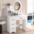 thumbnail image 1 of StarBay Stylish Vanity Desk with Built-In Mirror & 4 Drawers Makeup Station Open Shelves, Storage Cabinets & Hollywood Lighting, 1 of 11