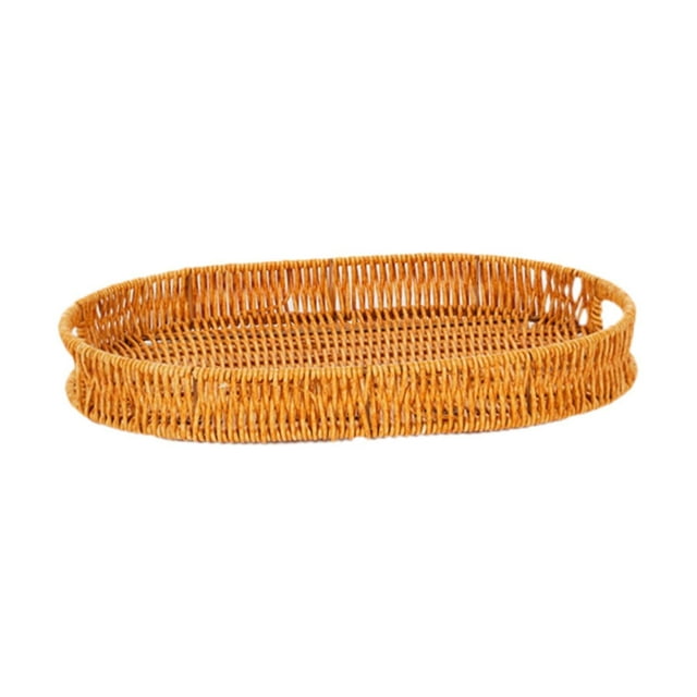 Cesta de pan de imitación de ratán, cesta para servir pan, plato ovalado para aperitivos, frutero 345x25x4cm