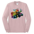 thumbnail image 2 of Wild Bobby, Colorful Rainbow Moose Head Wildlife Animal Lover Mens Long Sleeve Shirt, Light Pink, Medium, 2 of 3